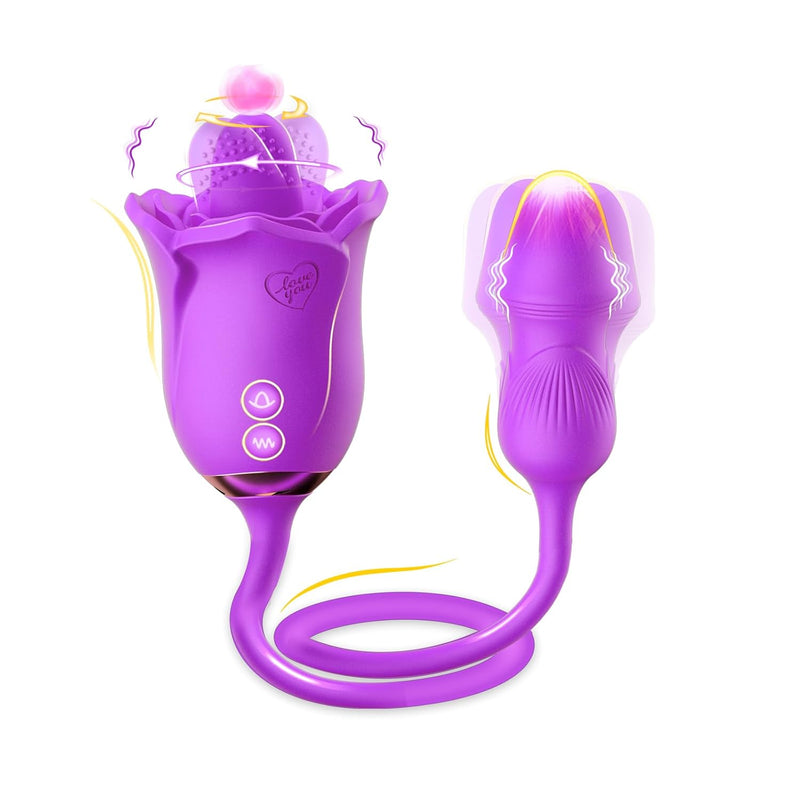 Rose Sex Toy For Women - 360° Strong Tongue Licking Female G-Spot Vibrating Dildos Clitorial Rose Sexual Stimulation Device, Quiet Waterproof Adult Toys Sex Games For Couple'S Pleasure Rose Purple