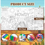 Western Cowboy Giant Coloring Poster Activity Tablecloth for Kids