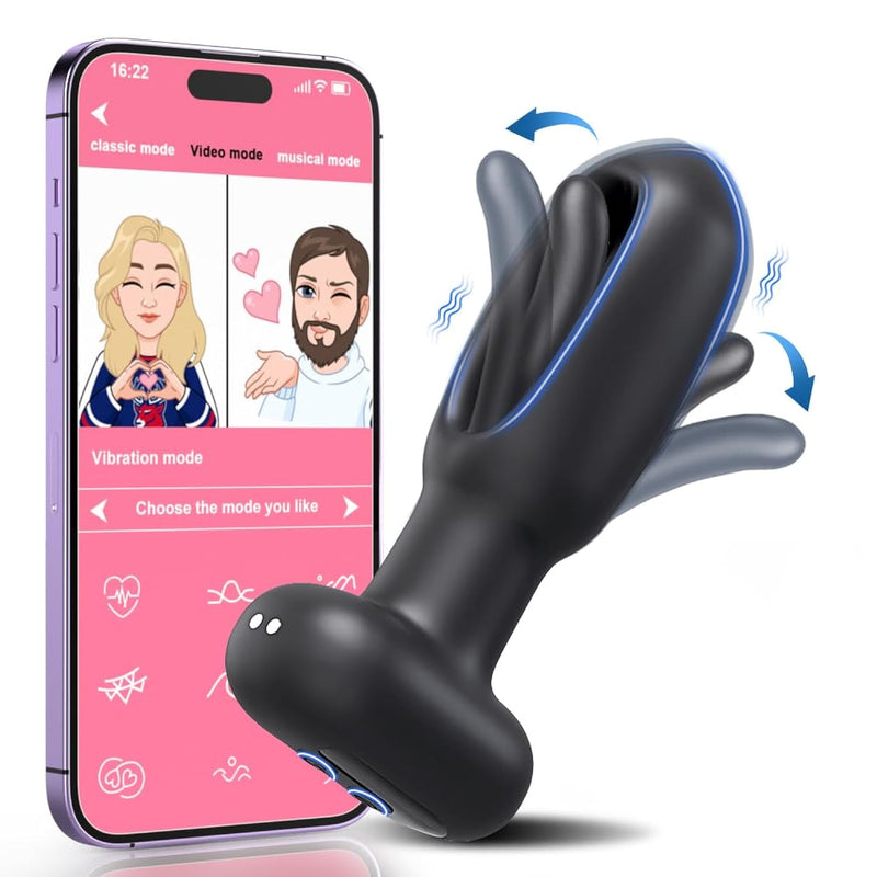 Anal Plug G Spot Vibrator For Women,App Control Vibration Butt Plug 9 Flapping And 9 Vibrator Mode,Nipple Clitoral Stimulator Adult Toys For Women Men Couple-Black