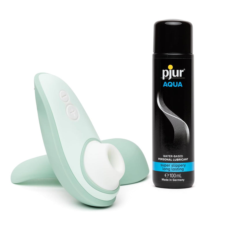 Liberty 2 Sage Pleasure Air Clitoris Sucker With Travel Case & Pjur Aqua Water Based Personal Lubricant 3.4 Fl Oz - Female Sex Toys Bundle