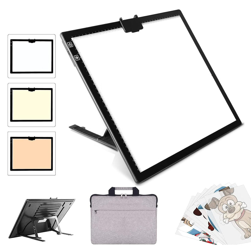 A3 Rechargeable LED Light Pad with Stand, Adjustable Brightness & Magnetic Clip