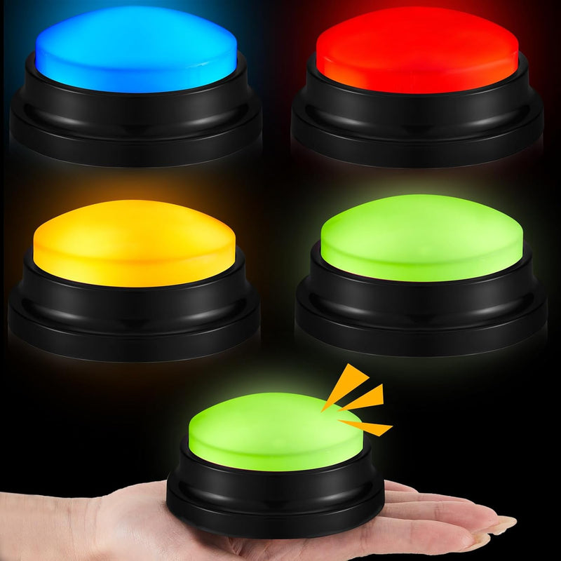 Honoson 4 Pcs Glowing Recordable Answer Buzzers Button Answer Buzzers Class