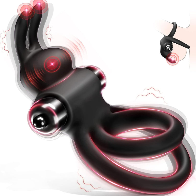 Vibrating Cock Ring Sex Toy - Male Sex Toys For Men Vibrator Double Penis Ring Couples Sex Toys Adult Toys Mens Sex Toys With Rabbit Ears 10 Vibration Modes Adult Sex Toys For Couples Female Women