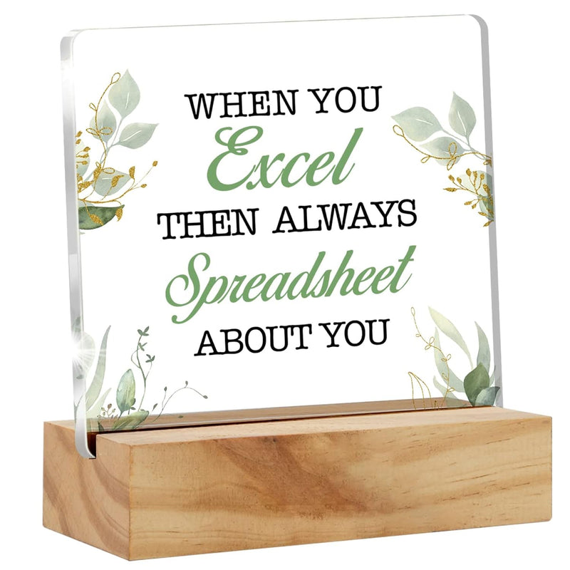 When You Excel They Always Spreadsheet About You Desk Decor Acrylic Desk Sign