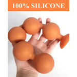 Silicone Anal Beads Chain – Anal Balls Diameter 1.96-Inch Anal Beads Pump Ball Butt Plug - Silicone Graduated Spheres With Suction Base (M)