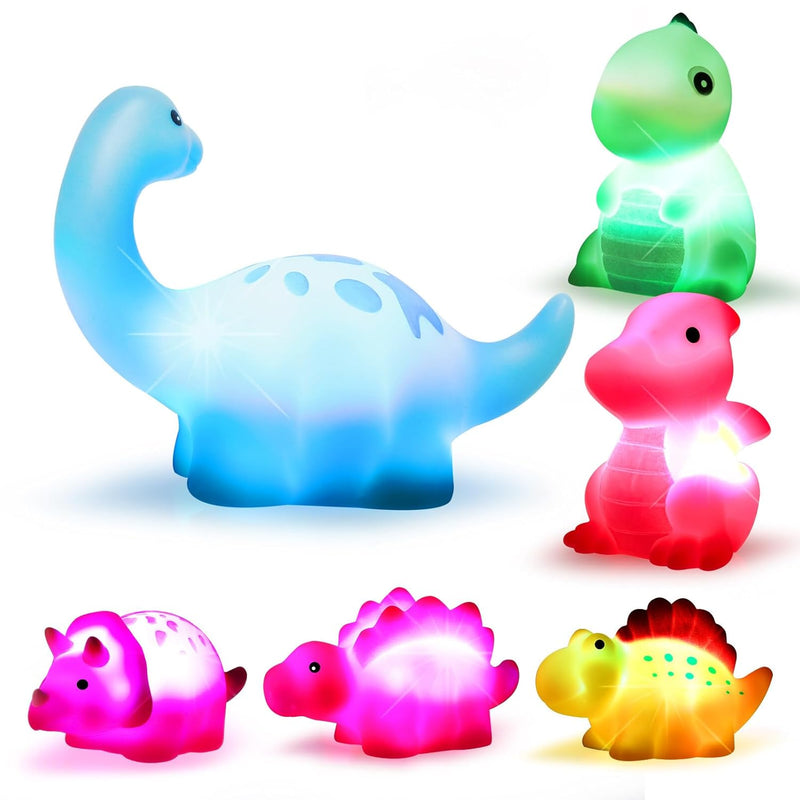 Dinosaur Bath Toys Light Up 6 Packs Floating Bath Toys Set For Baby Toddler
