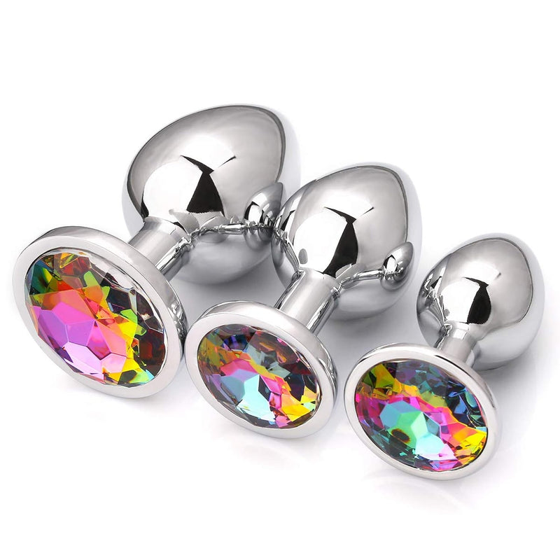 Store 3 Pcs Luxury Jewelry Design Fetish Anal Butt Plug (Colorful)