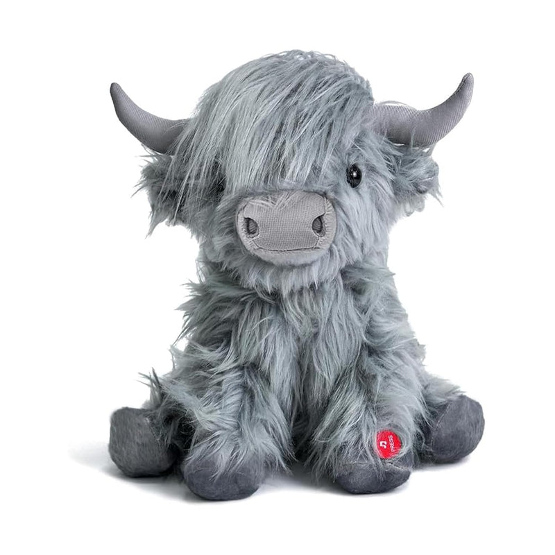 Grey Cow Plush With Mooing Sound, 10 Inch, Soft Cuddly Farm Toy For Boys Gi