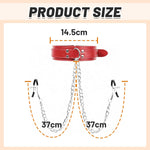 Adult Games Fetish Leather Collar Nipple Clamps Chain Choker Sex Toys For Women Breast Clip Erotic No Vibrator Bdsm Tools Shop (Nipple Clamps Red)