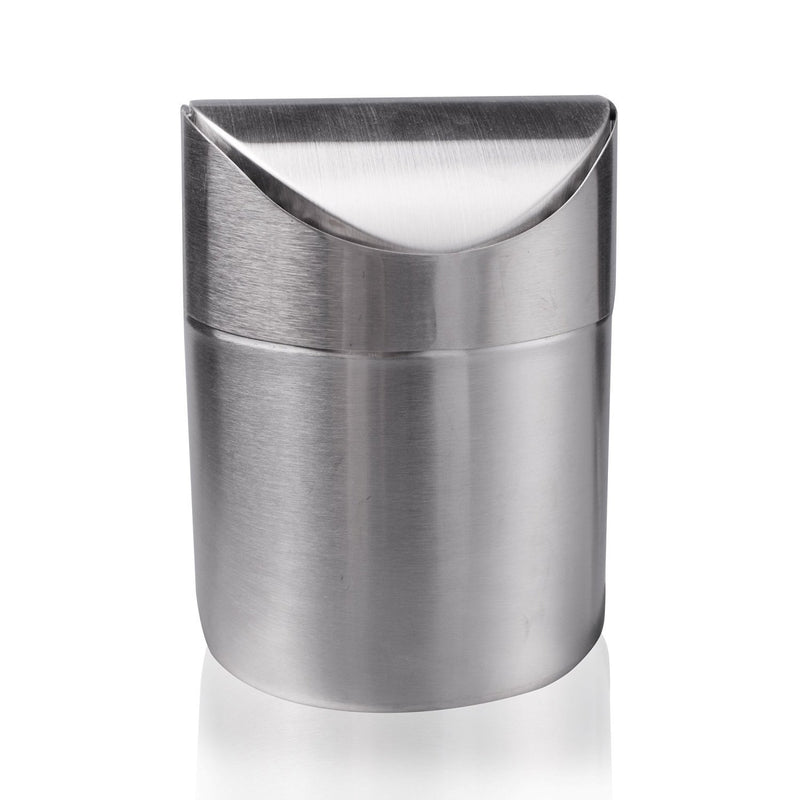 Mini Table Trash Can Recycling Brushed Stainless Steel Wave Cover Counter Top Ga
