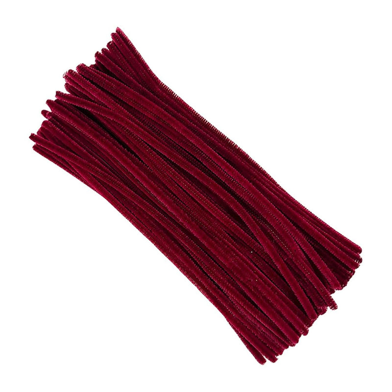 100 Pcs Red Plush Pipe Cleaners, Chenille Craft Stems for Kids DIY Projects