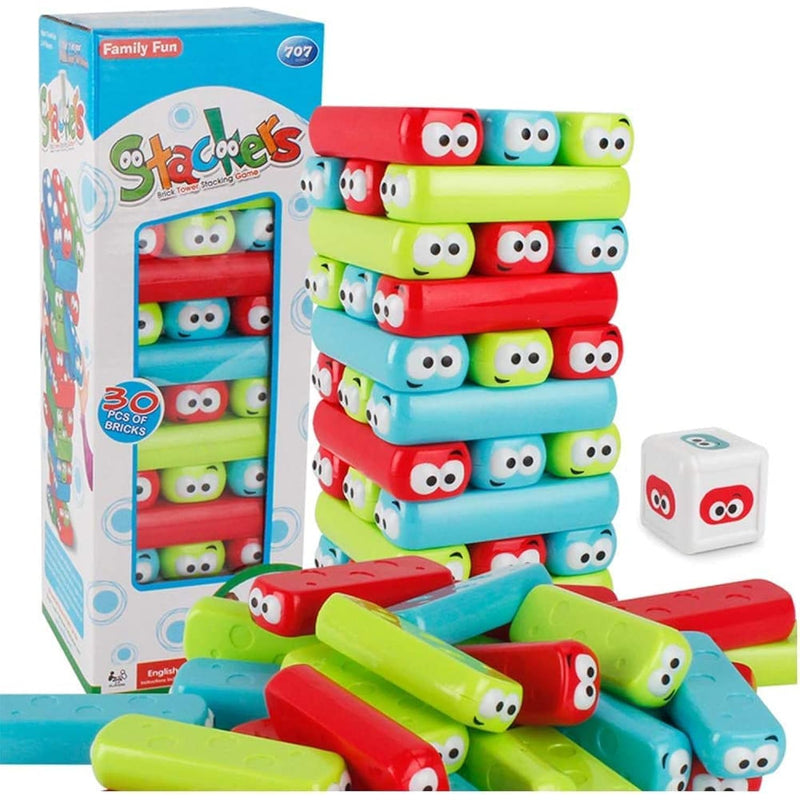 Timber Tower Block Stacking Game Colored Cartoon Plastic Building Blocks Board