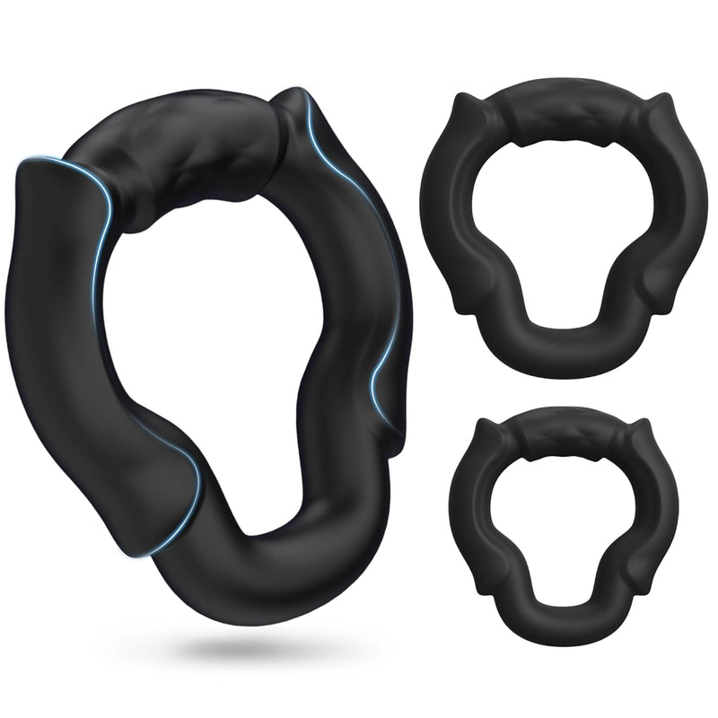 Cock Ring Designed For Unobstructed Ejaculation, Silicone Penis Rings With 6 Pressure Points For Erection Enhancing Long Lasting Stronger, 3 Pcs Sizes Adult Couples Sex Toys For Men Couple Pleasure