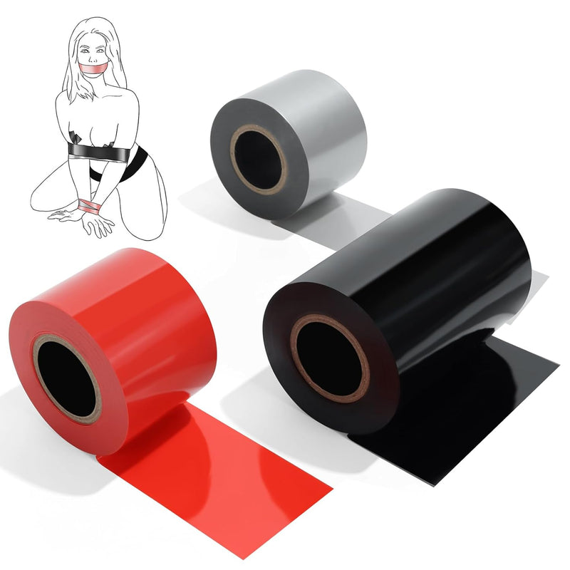 Bdsm Bondage Restraints Tape Set – Adult Toy Sexual Restraint Tape Reusable Pull-Up Binding Pvc Static Electrostatic Tape For Couples 82Ft 3 Rolls
