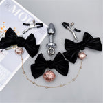 Bullet Metal Butt Plug Adjustable Nipple Clamps For Women With Bow Bullet Butt Plug With Bell Anal Plug Sex Toy