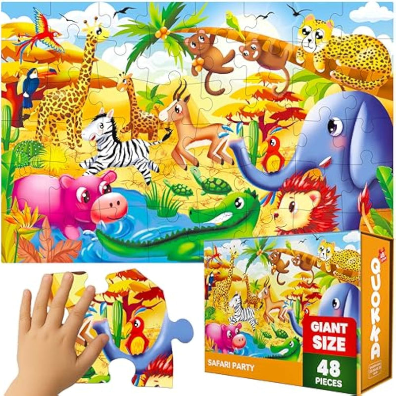 Giant Floor Puzzles For Kids Ages 3-5 - 2X3 Feet 48 Piece Large Puzzles For Kids Ages 4-8 - Educational Toys For Boys And Girls - Africa Toy Gift Activities