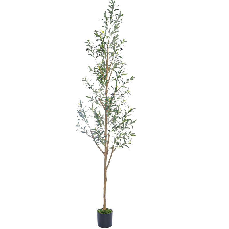 7.6Ft (92'') Olive Tree Tall Skinny Artificial Plants For Home Indoor, Fake Po