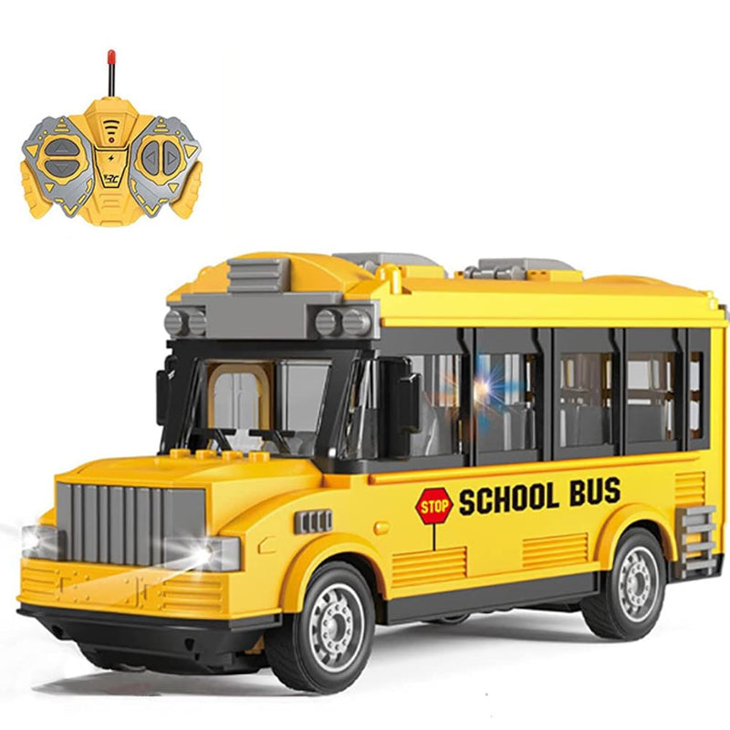 Rc School Bus Remote Control Car Vehicles, 2.4G Opening Doors City Bus Toy Cla