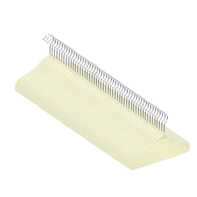 Kids Velvet Hangers, Sturdy And Space Saving Hangers. Ivory. 50 Pack