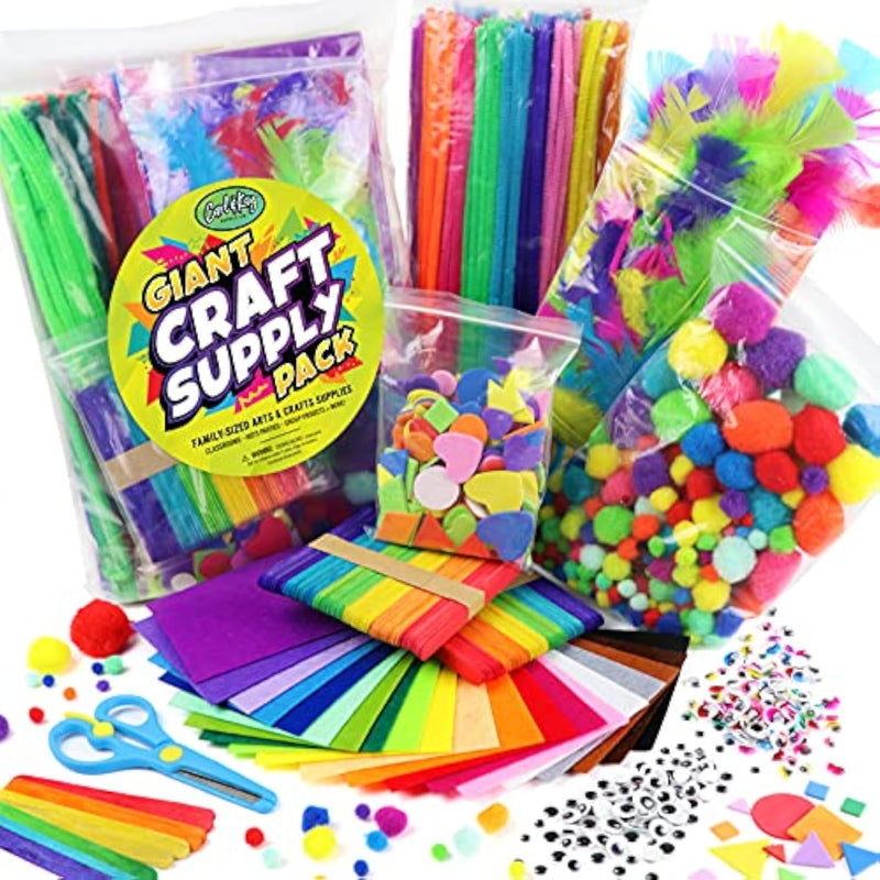 Bulk Arts & Crafts Supplies Kit for Kids Ages 4-8, Preschool & Homeschool DIY Art Set