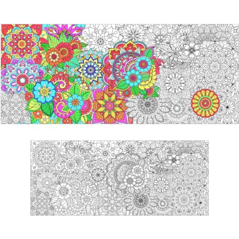 Giant Mandala Coloring Poster, Jumbo Floral Wall Art Craft for Kids & Adults