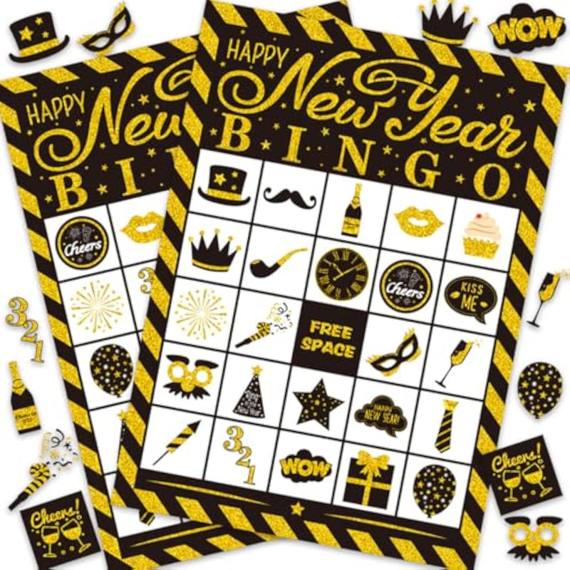 Happy New Year Bingo Game Cards For Kids Adults 24 Players Holiday Party Game Supplies 2026 New Years Eve Party Supplies Gifts