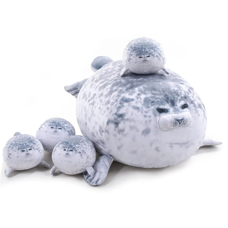 Chubby Blob Seal Pillow Cute Seal Plush With 4 Baby Seal Plushies In Her Tu