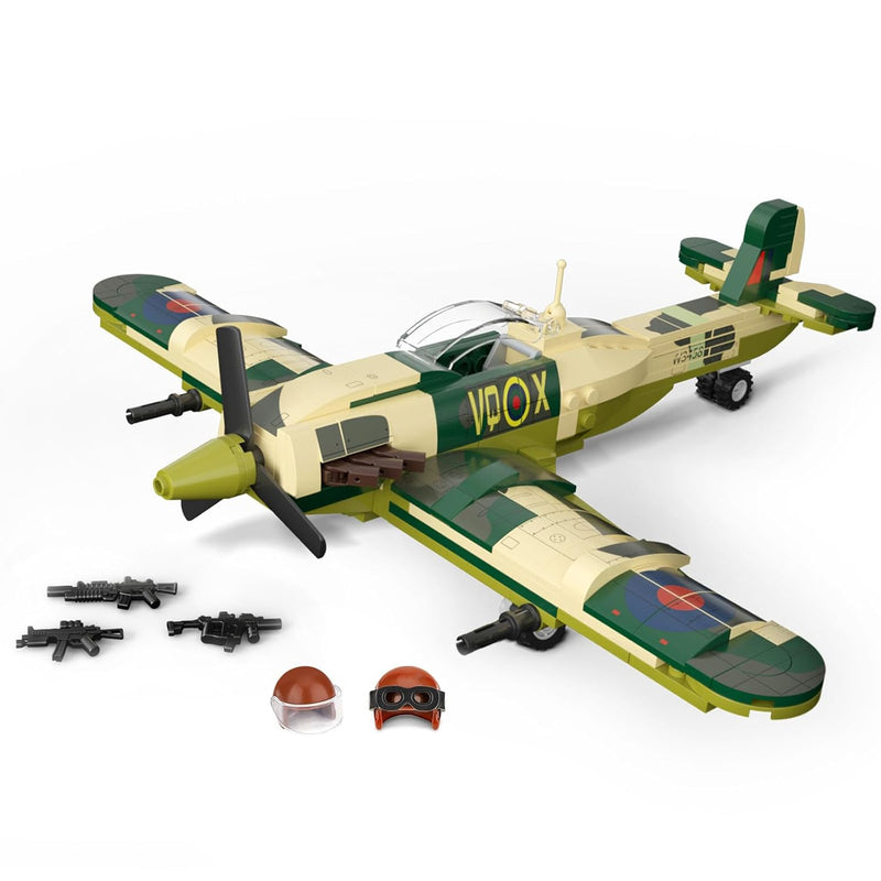 Spitfire Fighter Plane Jet Building Set Compatible With Lego Plane, Militar