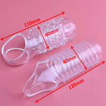 New Soft Realistic Sleeve Extender Sheath For Men Reusable Male Enhancement Extension Sleeve (Transparent-2Pcs)