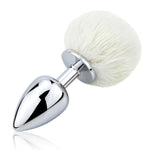 Bunny Tail Anal Plug, Metal Butt Plug With White Fluffy Rabbit Tail For Anal Sex Toys For Women Fun Sex Games (Big)
