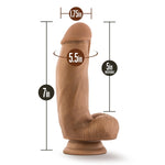 Blush Dr. Skin Dr. Samuel 7" Realistic Dildo W/Balls, Poseable Silicone Cock, Suction Cup, Harness Play - Anal, G-Spot, Pegging Mocha Penis, Ultrasilk Adult Sex Toy For Women, Men, Couples - (Brown)