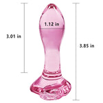 Rose Glass Anal Butt Plugs Sex Toys Crystal Anal Plugs With Rose Round Base Anal Expander Training Butt Plug Anal Sex Toy For Men Women Couples Beginners Clear Anal Trainer (Pink, S)