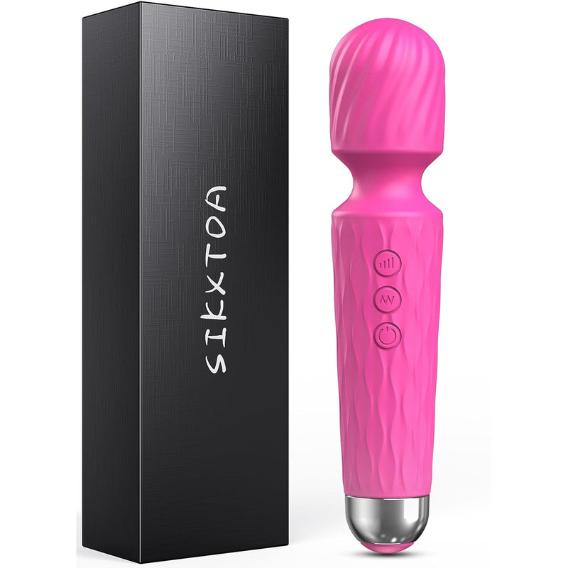 Vibrator Wand, Female Adult Sex Toys, Vibrators For Her, Wand Massager, Clit Stimulator Sex Toy, Dildo, With 8 Speeds Of Pleasure & 20 Patterns, Powerful,Waterproof (Rose)