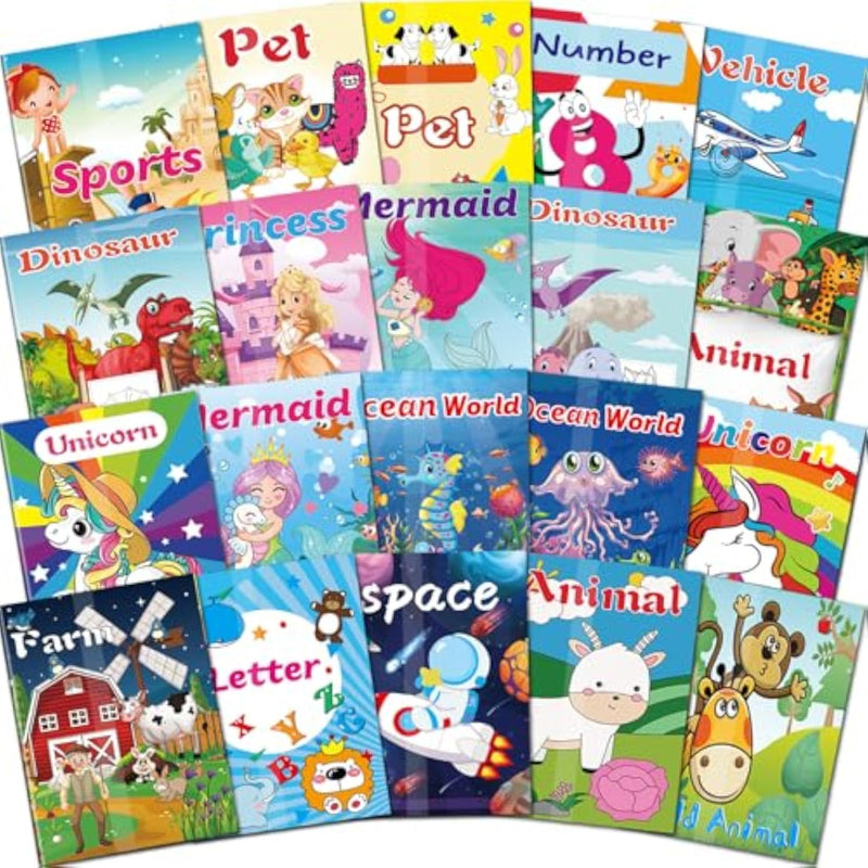 20 Pack Mini Coloring Books for Kids, 5.1 x 7 Inch, Party Favors & Goodie Bag Stuffers