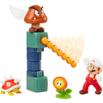 Nintendo Lava Castle 2.5" Figure Diorama Play Set, Includes: Fire Mario, Spiny, & Para Goomba, Mechanical Spinning Fireballs, Block & Fire Flower