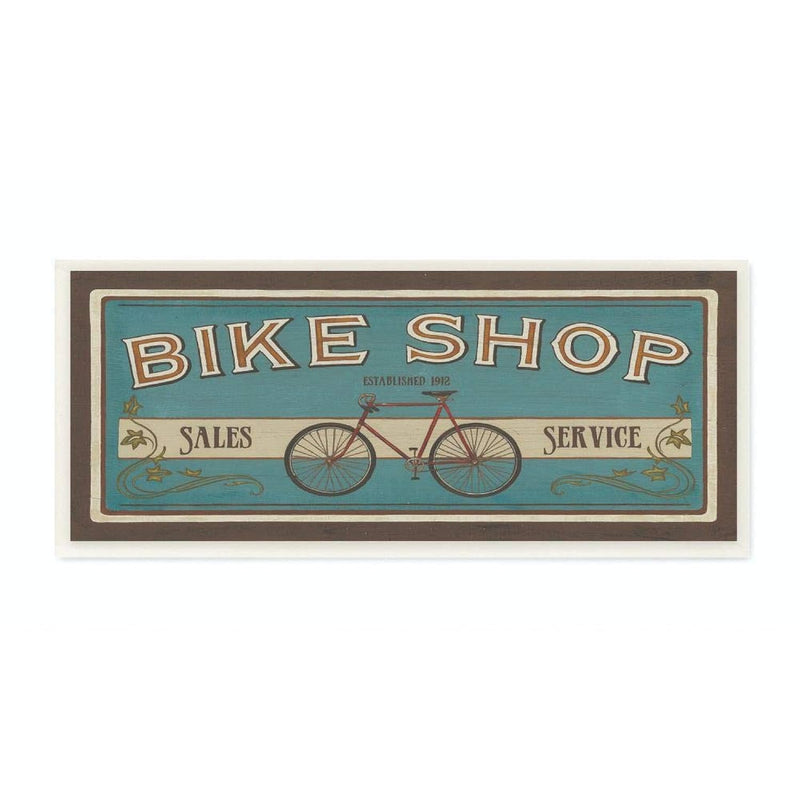 Blue Bike Shop Store Sign Wall Plaque Art, 7 X 0.5 X 17, Multi-Color
