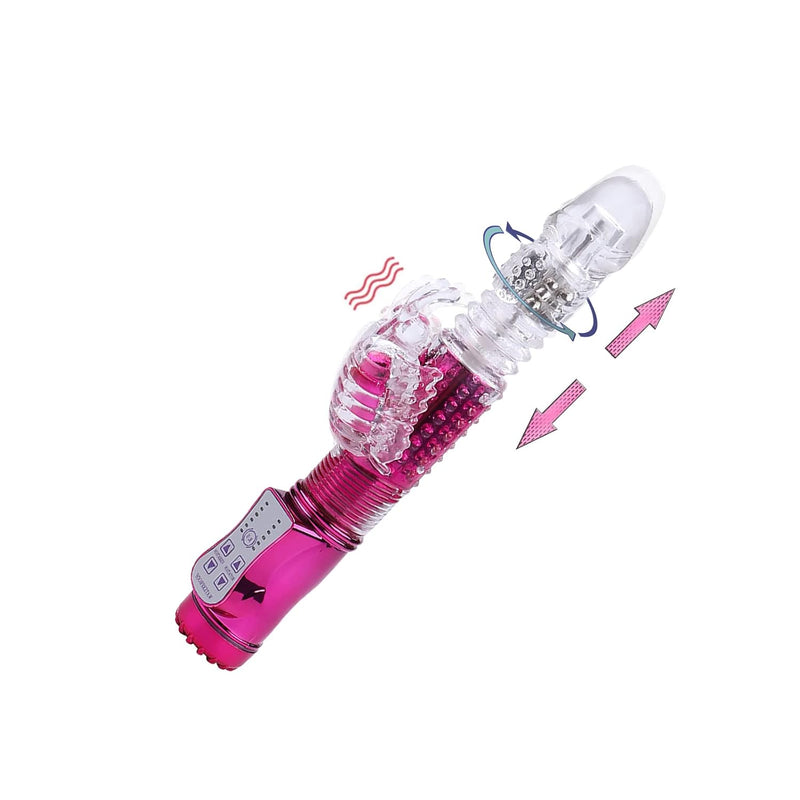 Thrusting Rabbit Vibrator With 360°Rotation, 12 Vibration Modes Realistic Dildo For G-Spot Clitoris Nipple Vagina Anal Stimulation, Waterproof And Rechargeable, Adult Sex Toys For Women Couples