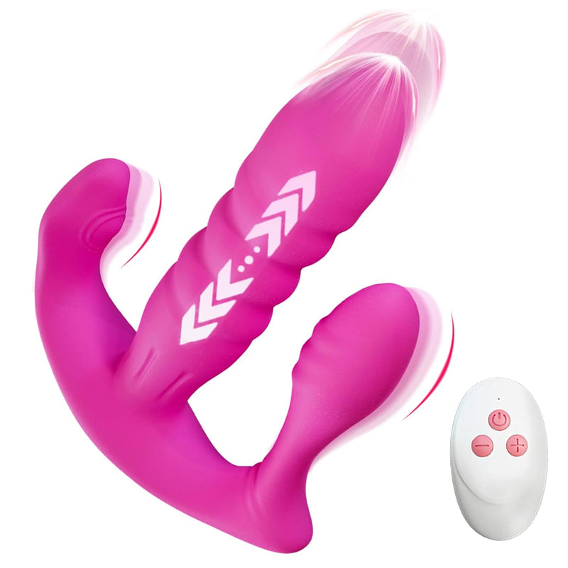 Vibrating Panties Wearable Vibrator Thrusting Dildos Anal Vibrators With Remote Control 3 In 1 With 3 Thrust Modes 10 Vibration Modes G-Spot Butterfly Vibrator For Women Couples Adult Sex Toys