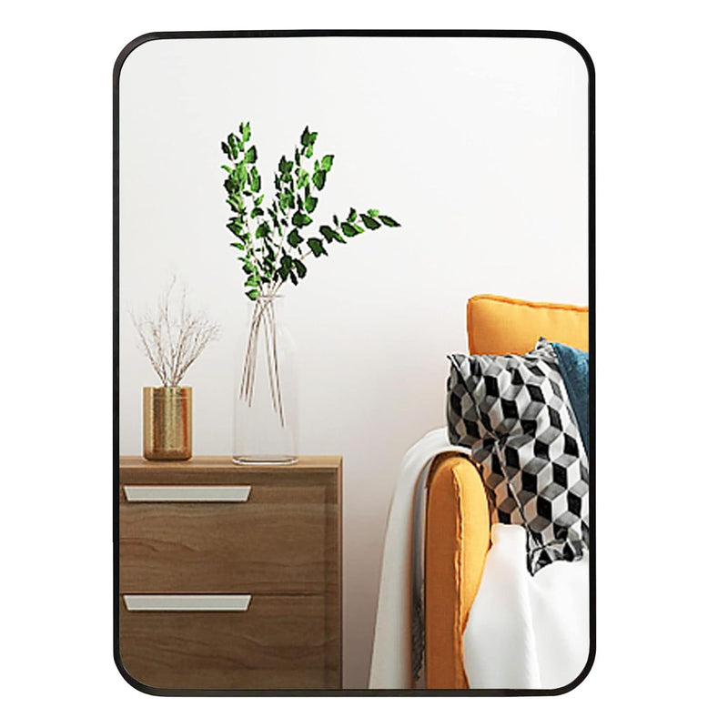 Black Rectangular Window Mirror, 31X47 Large Windowpane Wall Mirror, Framed Wi