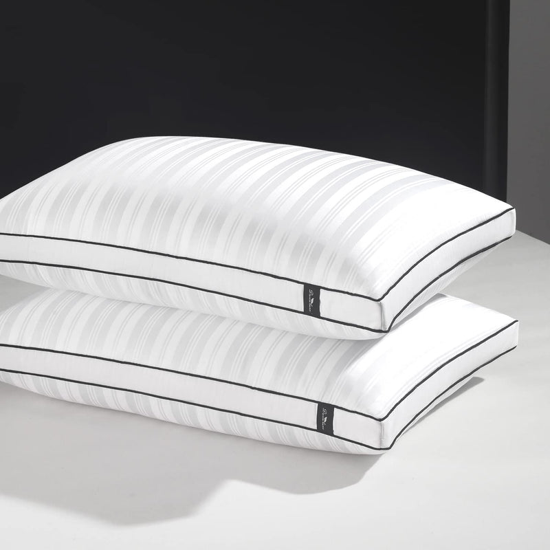 Goose Down Feather Pillow - Luxury Gusseted Bed Pillows For Sleeping - Premium
