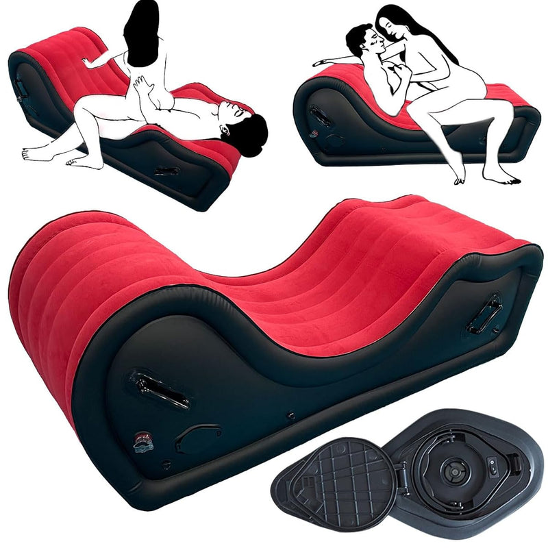 Inflatable Bondage Sofa Chair with G-Spot Pillow Built-in Air Pump Red