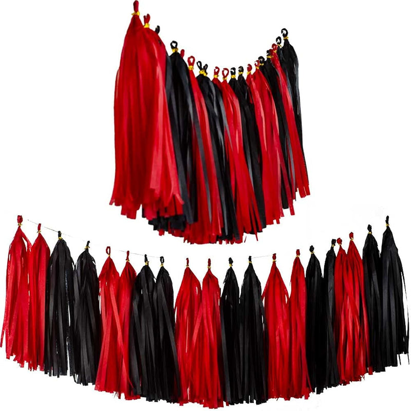 Black Red Set Tassel Garland Tissue Paper Tassel Banner,Christmas Decorations,