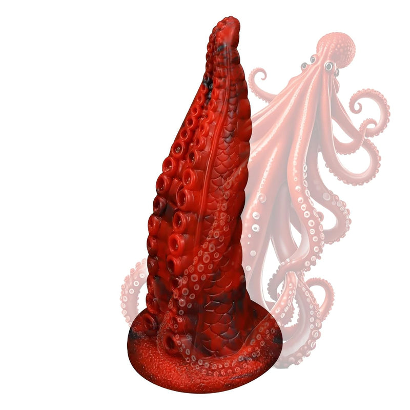 Tentacle Dildo 9 Inch – Alien Fantasy Plug With Suction Cup | Octopus-Style Monster Dildo For Deep Stretching & G-Spot/Anal Play | Flexible Red Silicone, Waterproof, Hypoallergenic