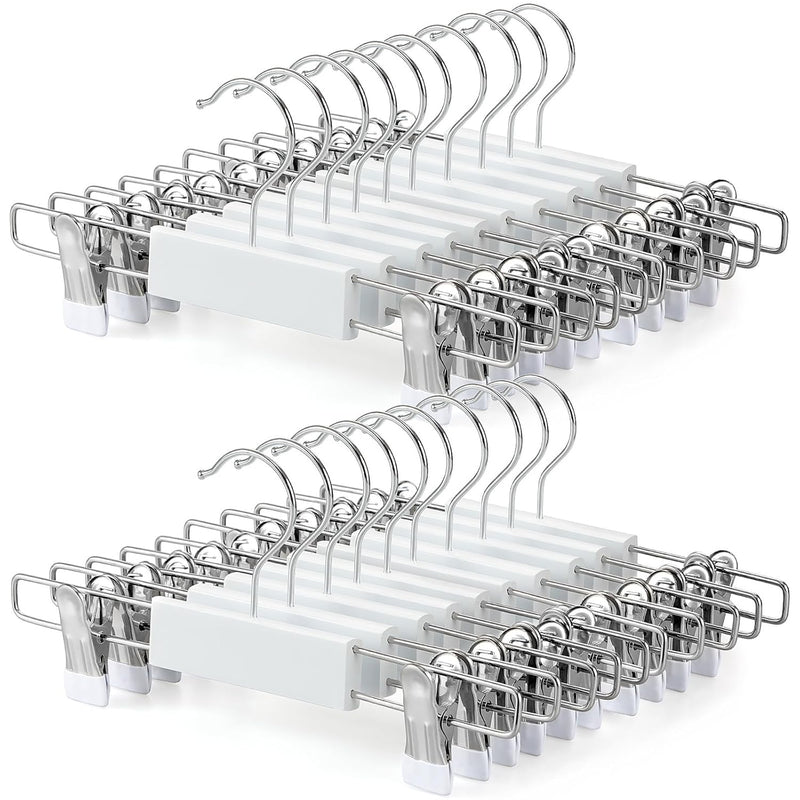 Wooden Pants Hangers 20 Pack For Kids Baby Toddler Skirt Clothes With Swivel Hoo