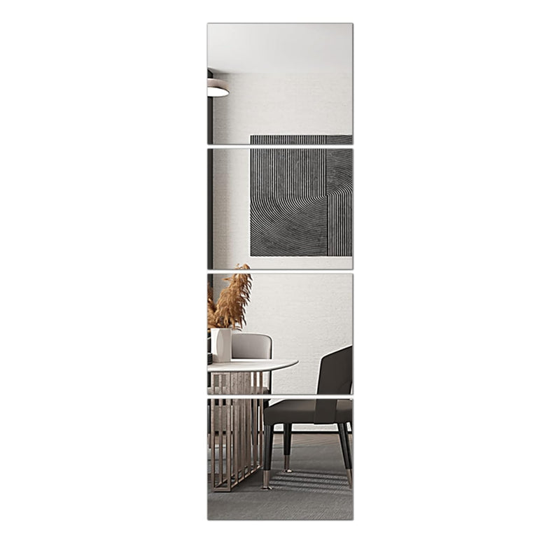 Glass Full Length Wall Mirror Tiles, 14'' X 12'' X 4Pcs, Frameless Full Body M