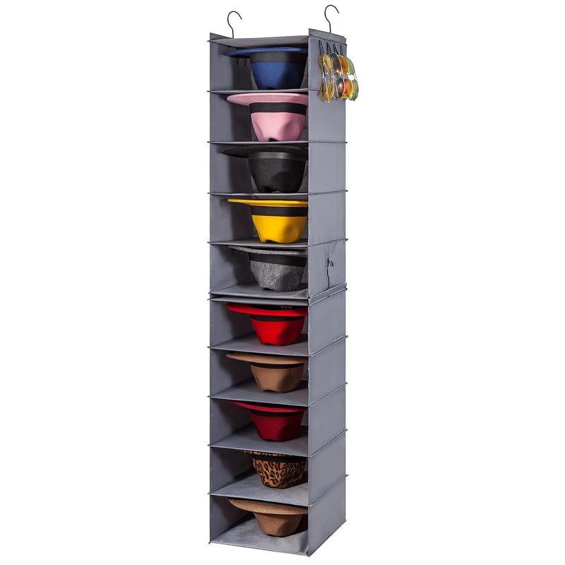 Fedora Hat Rack For Closet, 10-Shelf Hat Organizer For Sun Hat Panama Hat, 2 Sep