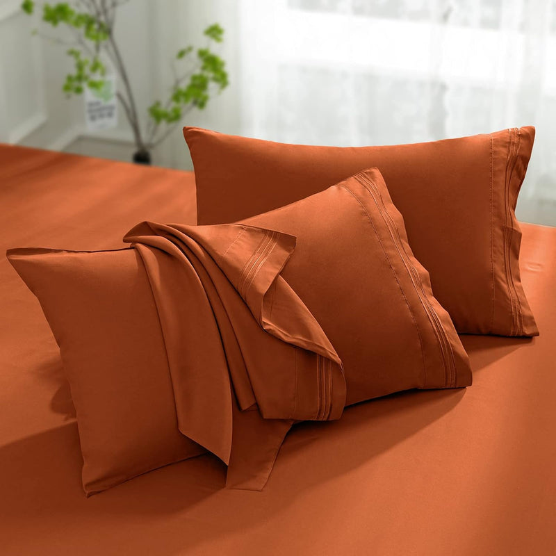 Microfiber Pillow Cases - Queen Size Set Of 2-1800 Thread Count Ultra Soft Rus