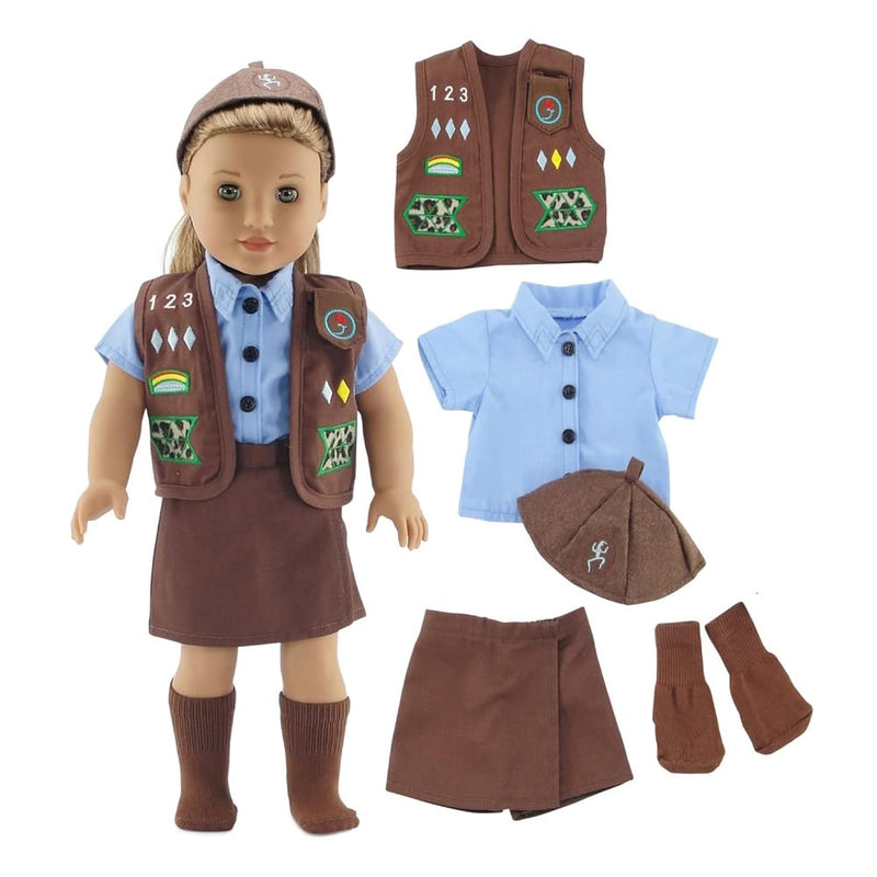 18 Inch Doll Clothes Modern 4 Piece Girl Scout Brownie Inspired Uniform Gif