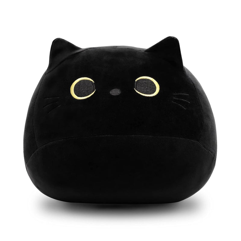 3D Black Cat Plush Stuffed Animal Toy Pillow, Fat Plushie, Kawaii Pillows C