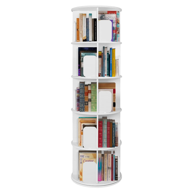 5-Tier Rotating Bookshelf, 360 Display Floor Standing Bookcase Storage Rack Fr